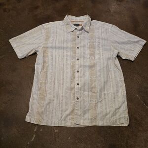 Quiksilver Men’s Beige Aztec Print Short Sleeve Button Down Shirt XL